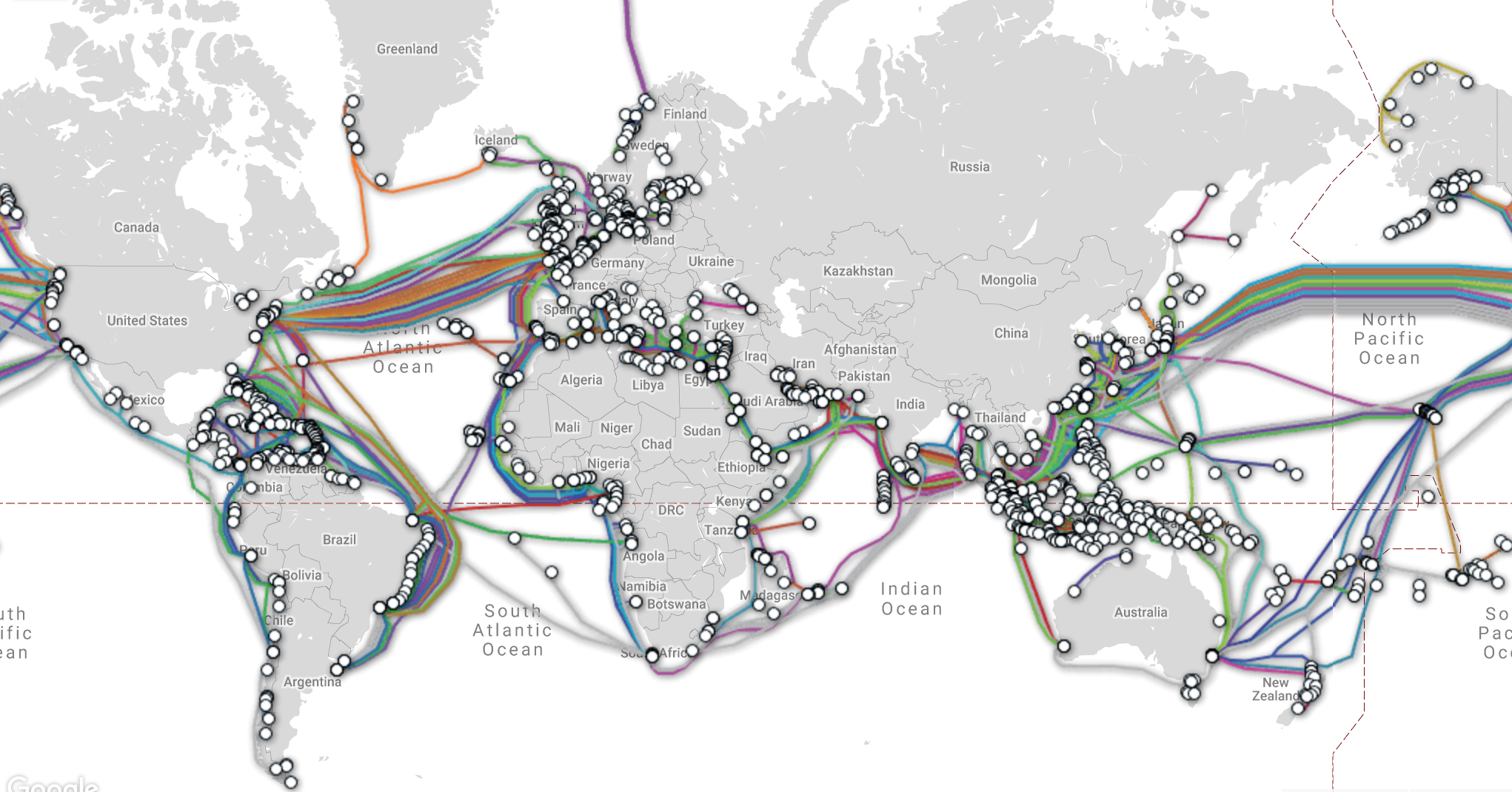 Fibra Ptica A Internet Conectada Pelos Oceanos GDH Press   Mapa Cabos Internet Mundo 